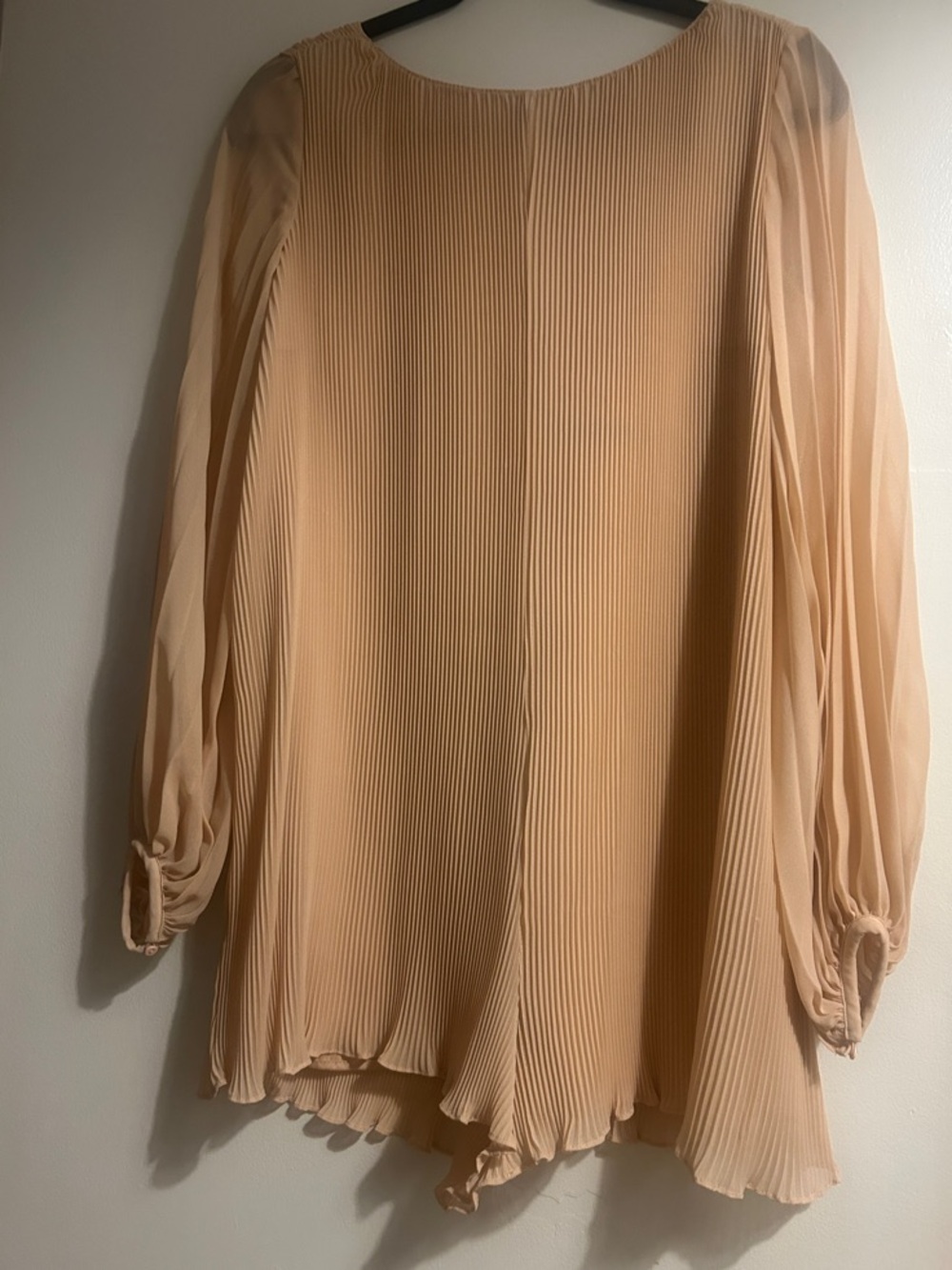 ZARA Pleated Long-Sleeve Blouse - Peach